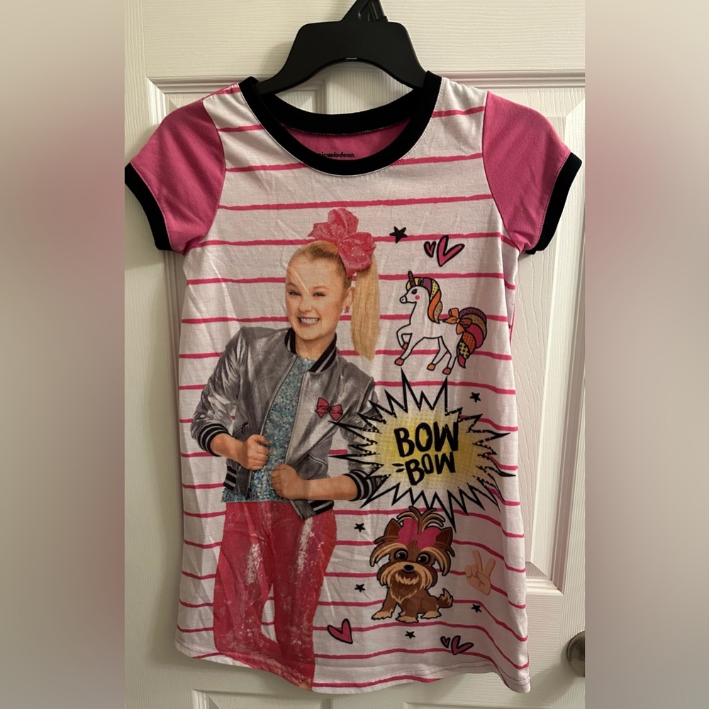 JoJo Siwa Nickelodeon Pink Girls Nightgown L Large Pajamas Summer Short Sleeve